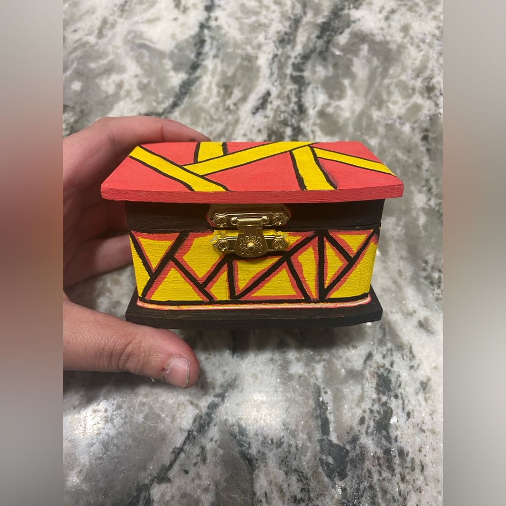 Red,Yellow, & Black Wooden Trinket Box